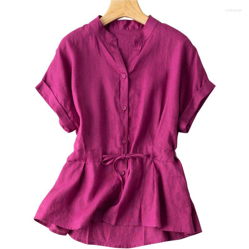 Women's Blouses Vintage V-Neck Collar Women Short Sleeve Blouse Shirts Sashes Spring Summer Cotton Tops Workwear Purple 2022, Blue
Women's Blouses Vintage V-Neck Collar Women Short Sleeve Blouse Shirts Sashes Spring Summer Cotton Tops Workwear Purple 2022, Blue