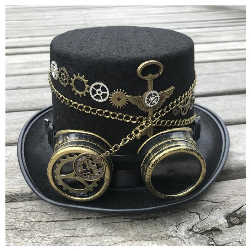 Berets Unisex Men Women Fashion Handmade Steampunk Top Hat With Gear Glasses Stage Performance Magic Cosplay Size 57CM, Black
Berets Unisex Men Women Fashion Handmade Steampunk Top Hat With Gear Glasses Stage Performance Magic Cosplay Size 57CM, Black