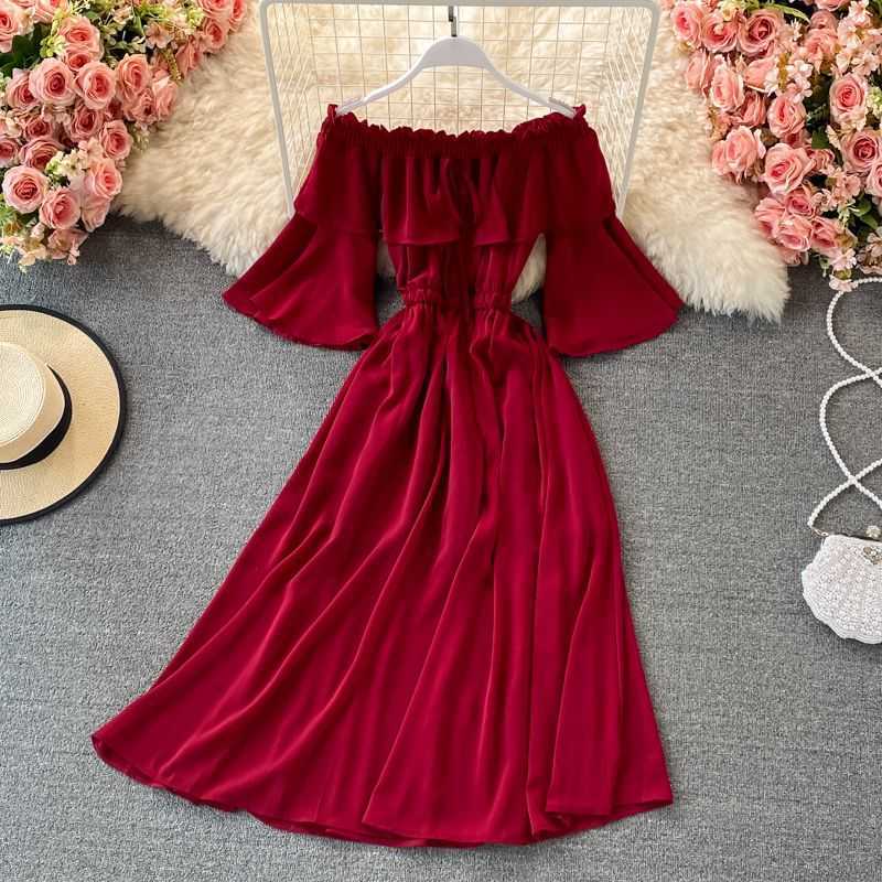 Beach Skirt Bali Seaside Resort Off Shoulder Ruffle Chiffon Dress Flare Sleeve Large, Wine
Beach Skirt Bali Seaside Resort Off Shoulder Ruffle Chiffon Dress Flare Sleeve Large, Wine