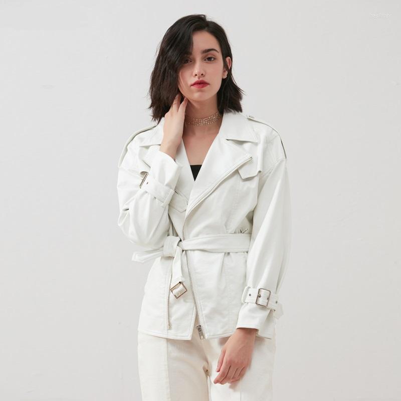 Women' Leather Autumn Fashion Locomotive Jacket Female Pure White Pu Outerwear Was Thin Jackets With Belt F1957
Women' Leather Autumn Fashion Locomotive Jacket Female Pure White Pu Outerwear Was Thin Jackets With Belt F1957