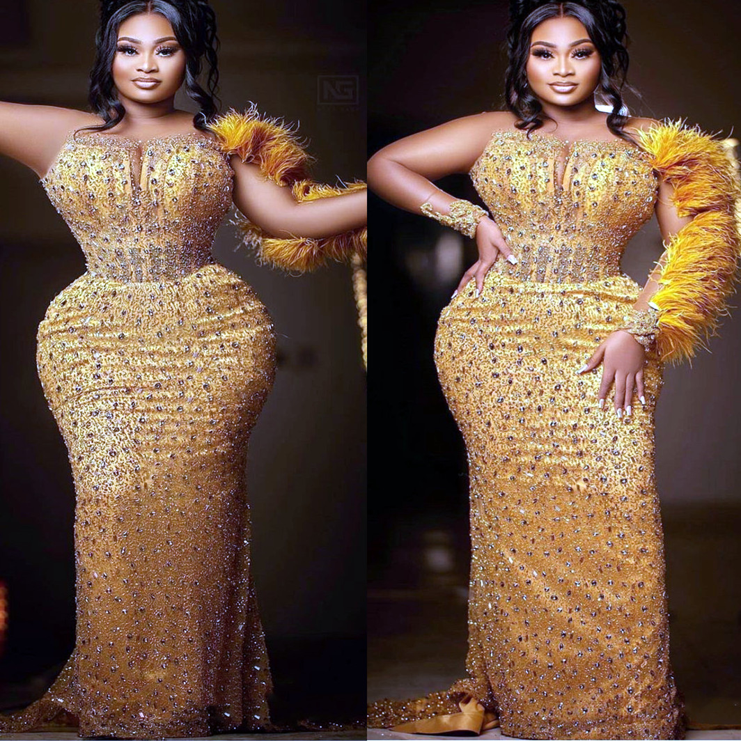 2022 Arabic Aso Ebi Gold Mermaid Prom Dresses Beaded Crystals Feather Evening Formal Party Second Reception Birthday Engagement Gowns Dress ZJ333, Yellow
2022 Arabic Aso Ebi Gold Mermaid Prom Dresses Beaded Crystals Feather Evening Formal Party Second Reception Birthday Engagement Gowns Dress ZJ333, Yellow