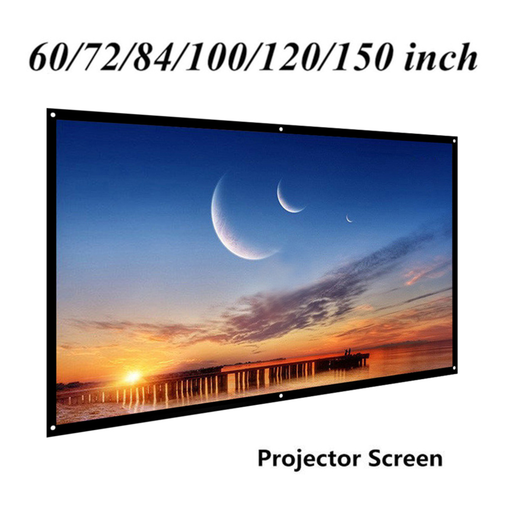 Portable Projector Screen Video Projection Screens 100 120 150 Inch Foldable HD 16 to 9 White Dacron For Wall Mounted Home Theater Movies Indoors Outd