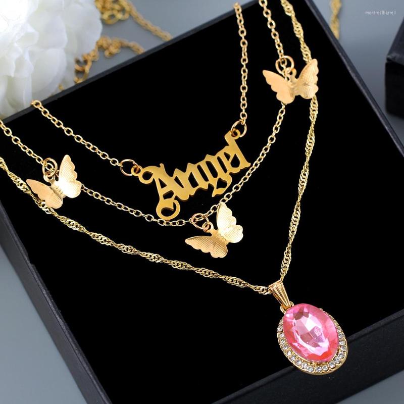 Chains Multilayer Chokers Necklaces Women Pink Oval Crystal Pendant Angel Letter Butterfly Charms Gold Chain Bohemian Jewelry Gift
Chains Multilayer Chokers Necklaces Women Pink Oval Crystal Pendant Angel Letter Butterfly Charms Gold Chain Bohemian Jewelry Gift