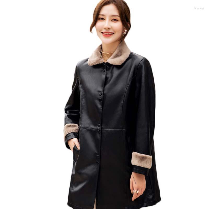 Women's Leather 2022 Autumn And Winter Women's Korean Mid-Length Jacket Women Plus Velvet Loose Lapel Outwear Y686, Black
Women's Leather 2022 Autumn And Winter Women's Korean Mid-Length Jacket Women Plus Velvet Loose Lapel Outwear Y686, Black