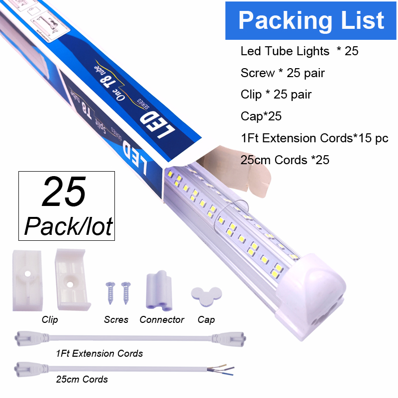 T8 8ft LED Lights V Shape Integrated t8 LED Tubes 4 5 6 8 ft Cooler Door Freezer LED Lighting double row shop fixture Crestech168