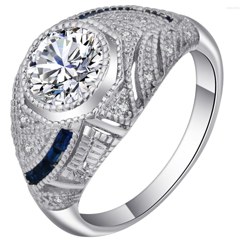 Wedding Rings Vintage Austrain Crystal CZ Statement Jewelry Silver Gold Filled Retro Round Design Women Custom Ring For Sale
Wedding Rings Vintage Austrain Crystal CZ Statement Jewelry Silver Gold Filled Retro Round Design Women Custom Ring For Sale