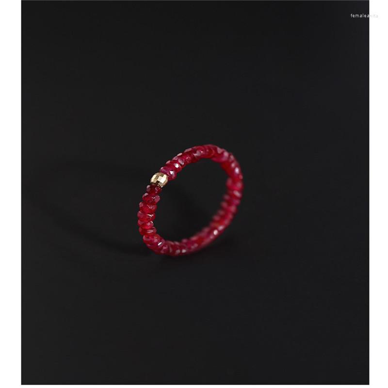 Cluster Rings DAIMI Faceted Ruby Elastic Ring Female Gemstones Yellow 18K Gold Color Beaded Gift Customization
Cluster Rings DAIMI Faceted Ruby Elastic Ring Female Gemstones Yellow 18K Gold Color Beaded Gift Customization