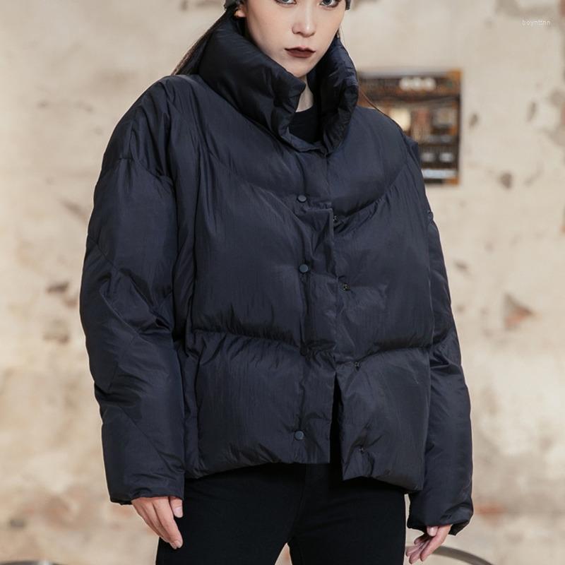 Women' Down XUXI Simple Black Thicken Cotton Clothes Women Long Sleeve Stitching Single-breasted Cardigan Loose Coat Winter 2022 E4533
Women' Down XUXI Simple Black Thicken Cotton Clothes Women Long Sleeve Stitching Single-breasted Cardigan Loose Coat Winter 2022 E4533