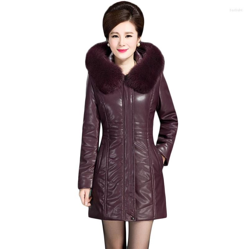 Women's Leather Jacket Women 2022 Winter Thick Warmth Fur Hooded Coats Long Slim High Quality Outwear Clothing Feminina LR953, Grape purple
Women's Leather Jacket Women 2022 Winter Thick Warmth Fur Hooded Coats Long Slim High Quality Outwear Clothing Feminina LR953, Grape purple
