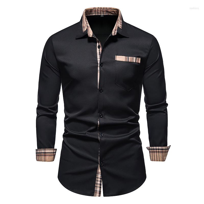 Men' Casual Shirts Black Slim Fit Patchwork Mens Dress Business Long Sleeve Plaid Button Up For Men Fashion Chemise Homme XXL, Navy blue
Men' Casual Shirts Black Slim Fit Patchwork Mens Dress Business Long Sleeve Plaid Button Up For Men Fashion Chemise Homme XXL, Navy blue