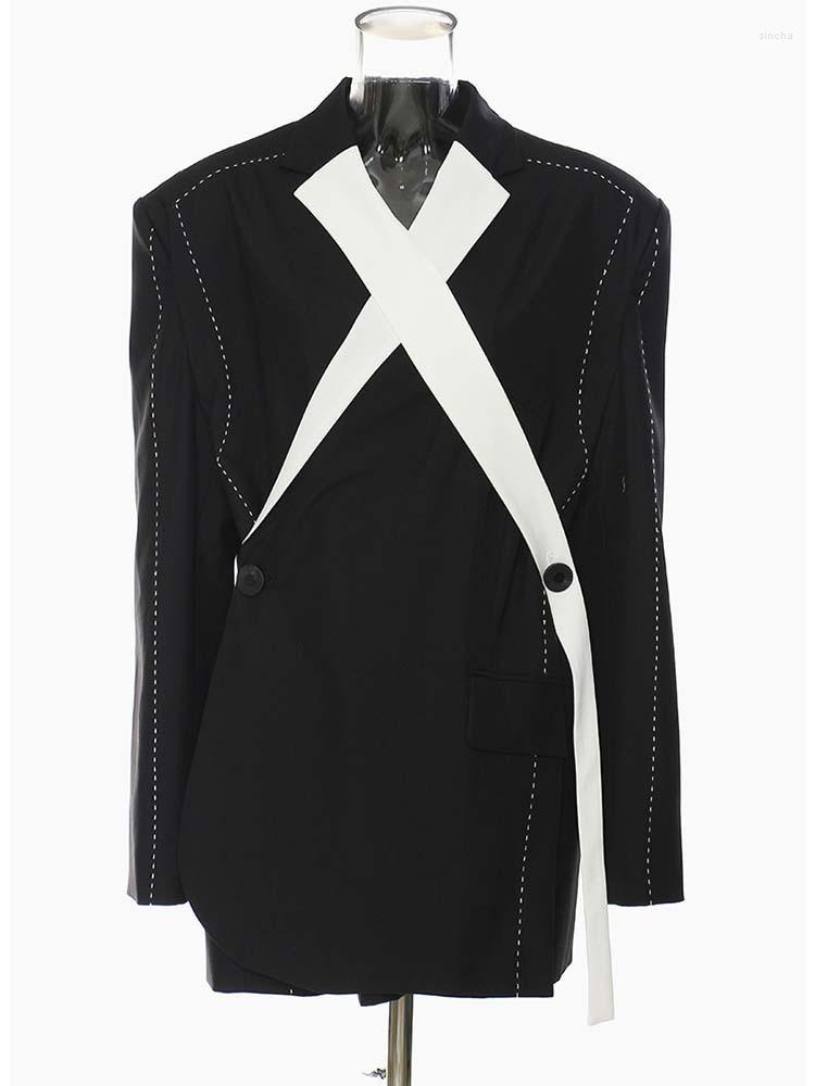 Women' Suits J GIRLS 2022 Autumn Women Topstitched Cross Big Size Blazer Lapel Long Sleeve Loose Fit Jacket Fashion Tide GF440, Black
Women' Suits J GIRLS 2022 Autumn Women Topstitched Cross Big Size Blazer Lapel Long Sleeve Loose Fit Jacket Fashion Tide GF440, Black