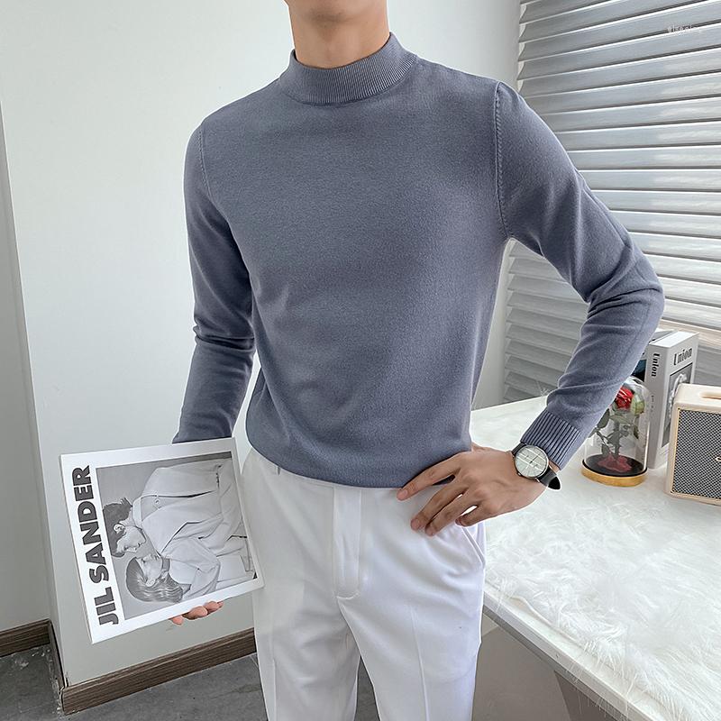 

Men's Sweaters 2022 Slim Fit Pullovers Turtleneck Men Casual Basic Solid Color Warm Striped Sweater Mens Winter Fashion Male S-3XL, Black