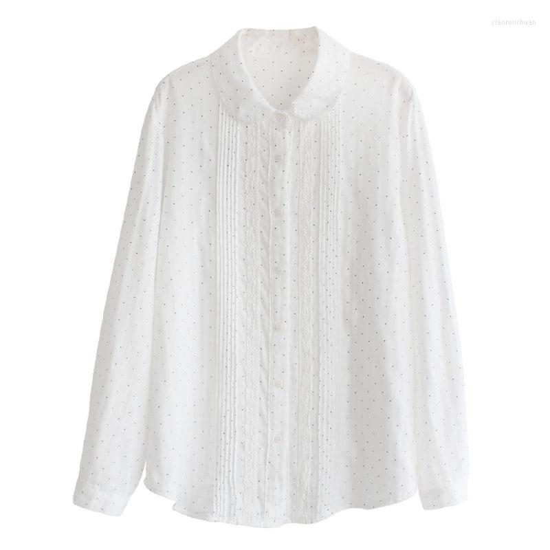 Women's Blouses FairyNatural Women Lace Pleated Art Double-Layer Full Sleeve Ladies Soft Cotton Retro Polka Dots Tops And Shirts, White
Women's Blouses FairyNatural Women Lace Pleated Art Double-Layer Full Sleeve Ladies Soft Cotton Retro Polka Dots Tops And Shirts, White