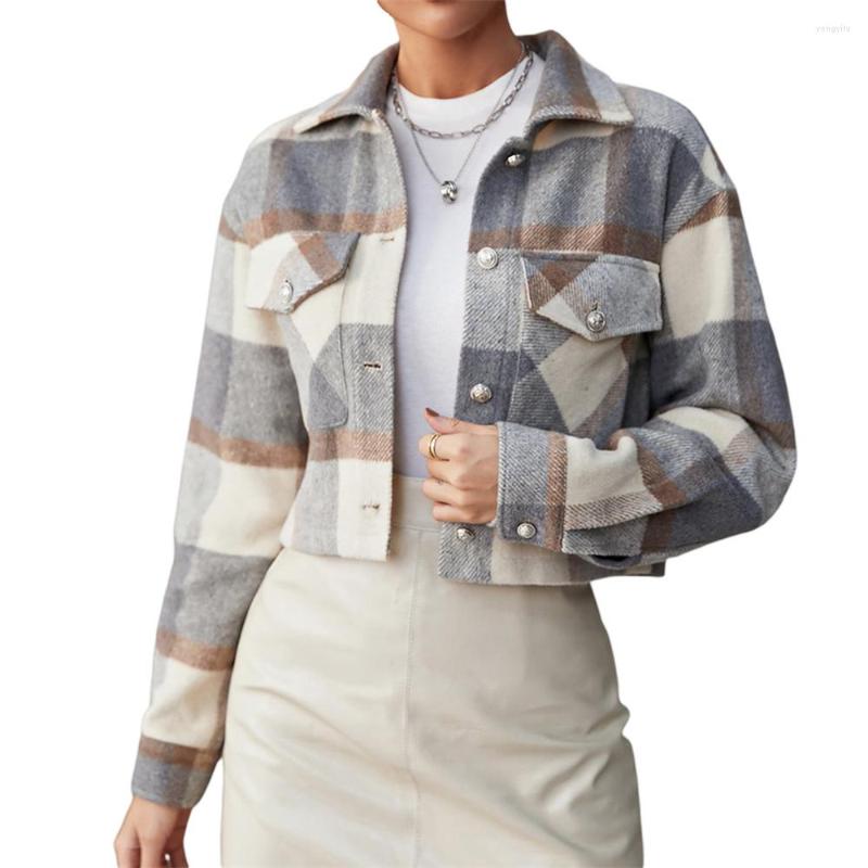 Women' Jackets Douhoow Women Woolen Short Coat Single-Breasted Streetwear Long Sleeve Plaid Turn-Down Collar Outerwear, Blue
Women' Jackets Douhoow Women Woolen Short Coat Single-Breasted Streetwear Long Sleeve Plaid Turn-Down Collar Outerwear, Blue