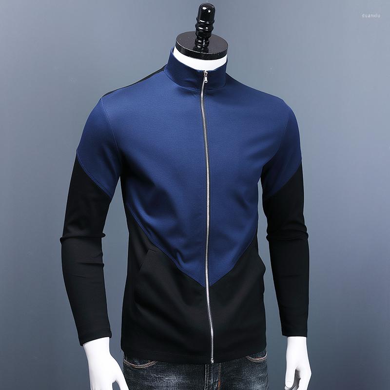 Men's T Shirts Autumn Men's Cotton Zipper T-Shirts Fashion Long Sleeve Blue Black Patchwork Shirt
Men's T Shirts Autumn Men's Cotton Zipper T-Shirts Fashion Long Sleeve Blue Black Patchwork Shirt
