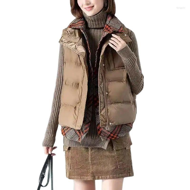 Women's Vests Celebrities Autumn Winter Female Fashion Fake Two-Piece Stitching Plaid Thick Down Cotton Vest Loose Wild Jacket Women A867, Black black grid
Women's Vests Celebrities Autumn Winter Female Fashion Fake Two-Piece Stitching Plaid Thick Down Cotton Vest Loose Wild Jacket Women A867, Black black grid