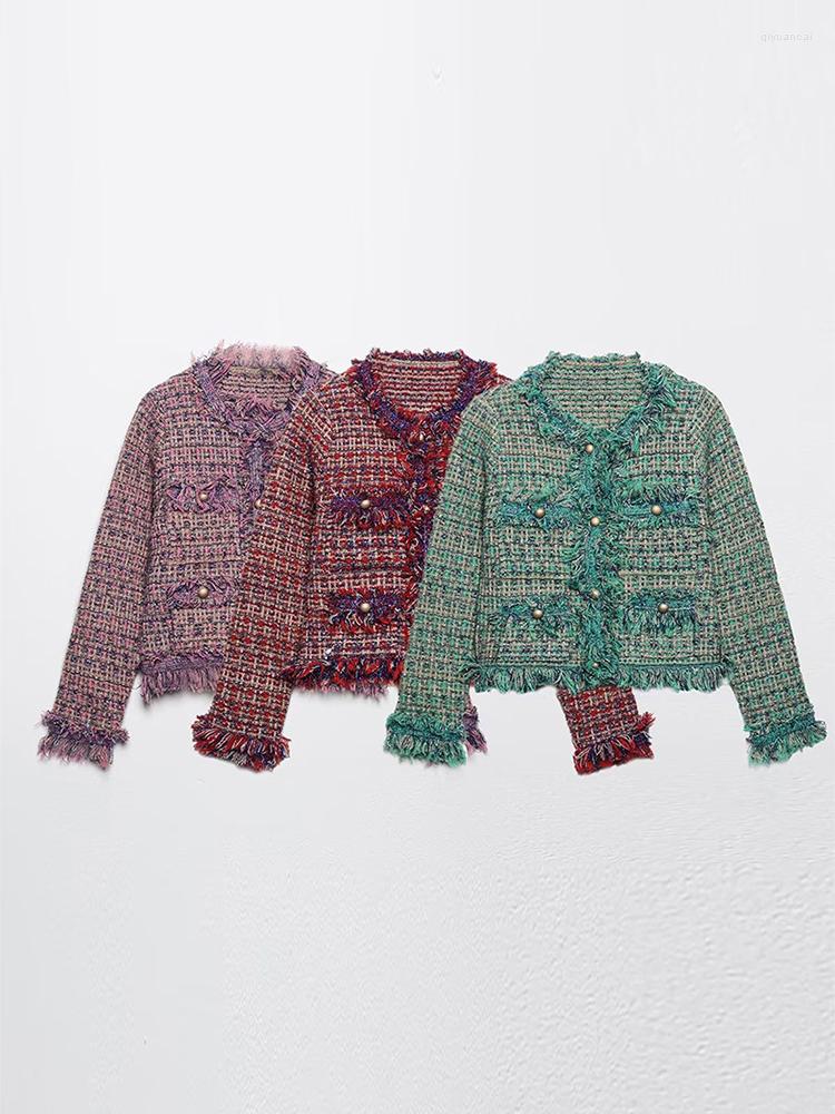 Women' Jackets Women Print Tassel Tweed Crop Jacket Coat Jewelry Pockets Single Breasted Coats 2022 Fashion Warm Elegant Office Ladies, Green
Women' Jackets Women Print Tassel Tweed Crop Jacket Coat Jewelry Pockets Single Breasted Coats 2022 Fashion Warm Elegant Office Ladies, Green