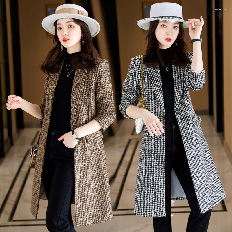 Women' Wool Blended Coat Women Autumn Winter Jacket Plaid Double Breasted Mid-Long Coats Elegant Lady Woolen Outerwear R1620, Black and white
Women' Wool Blended Coat Women Autumn Winter Jacket Plaid Double Breasted Mid-Long Coats Elegant Lady Woolen Outerwear R1620, Black and white