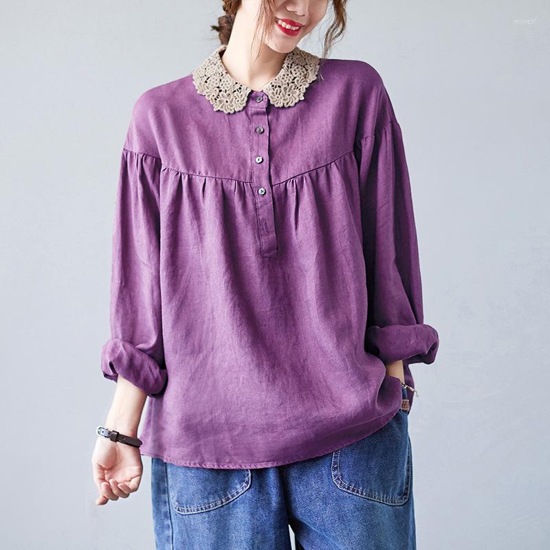 Women's Blouses Women Vintage Solid Color Shirt Cotton Turn-down Collar Long Sleeve Loose Shirts 2022 Autumn Korean Style Blouse V2224
Women's Blouses Women Vintage Solid Color Shirt Cotton Turn-down Collar Long Sleeve Loose Shirts 2022 Autumn Korean Style Blouse V2224