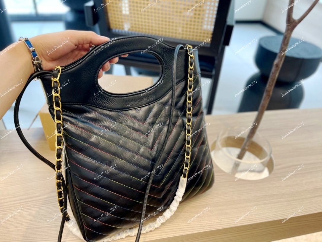 Women's bags Classic Pure Leather Rainbow Thread Soft Tote Large Capacity Shopping Bag Gold Metal Chain Shoulder Bag FashionOutdoor Handbag Designer, Customize
Women's bags Classic Pure Leather Rainbow Thread Soft Tote Large Capacity Shopping Bag Gold Metal Chain Shoulder Bag FashionOutdoor Handbag Designer, Customize