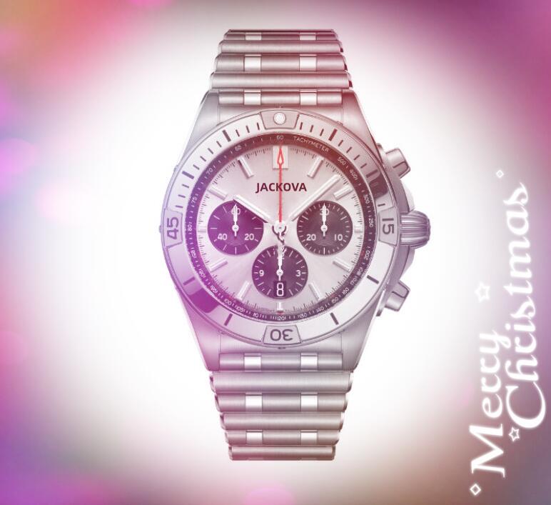 Popular mens stopwatch watches 42mm President Sports Outdoor Chronograph Quartz Battery Full Functional Six Stiches Hour Hand Display Wristwatches, As pic