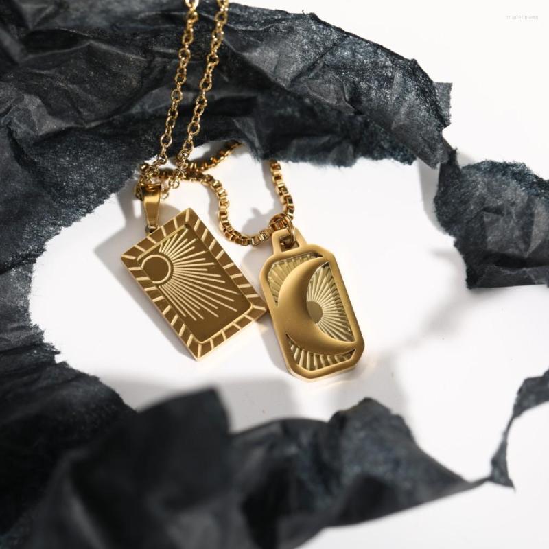 Chains Fashion Retro Stainless Steel Moon Sun Circle Pendant Gold Necklace Party Charm Jewelry Accessories For Women Tarnish Free
Chains Fashion Retro Stainless Steel Moon Sun Circle Pendant Gold Necklace Party Charm Jewelry Accessories For Women Tarnish Free