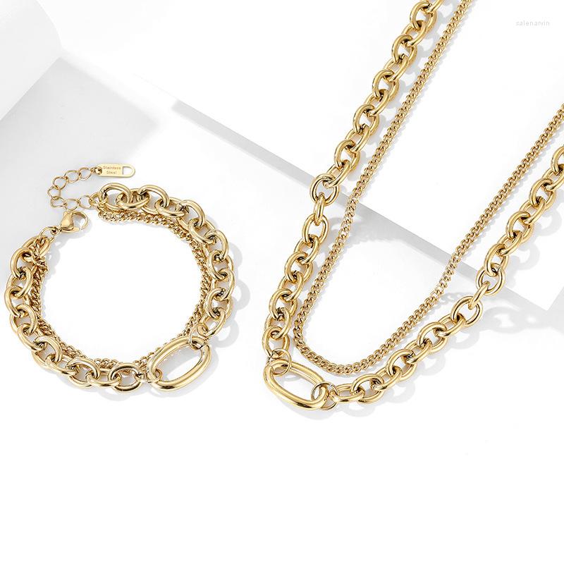 Chains Necklace Gold Plated Men Stainless Steel Bracelet Set Hip Hop Vintage Style Jewelry
Chains Necklace Gold Plated Men Stainless Steel Bracelet Set Hip Hop Vintage Style Jewelry