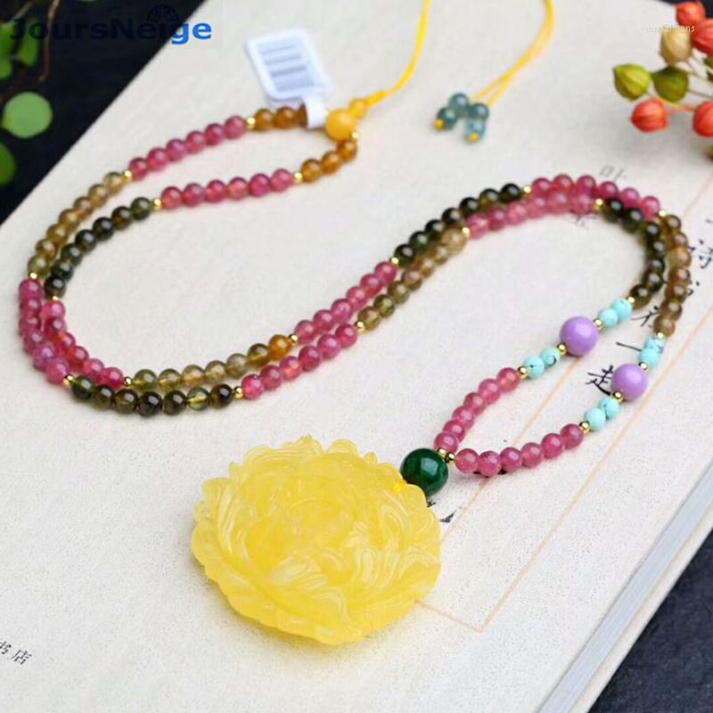 Pendant Necklaces JoursNeige Natural Tourmaline Crystal Necklace Fine Stone Beads With Caved Yellow Flower Sweater Chain Jewelry
Pendant Necklaces JoursNeige Natural Tourmaline Crystal Necklace Fine Stone Beads With Caved Yellow Flower Sweater Chain Jewelry