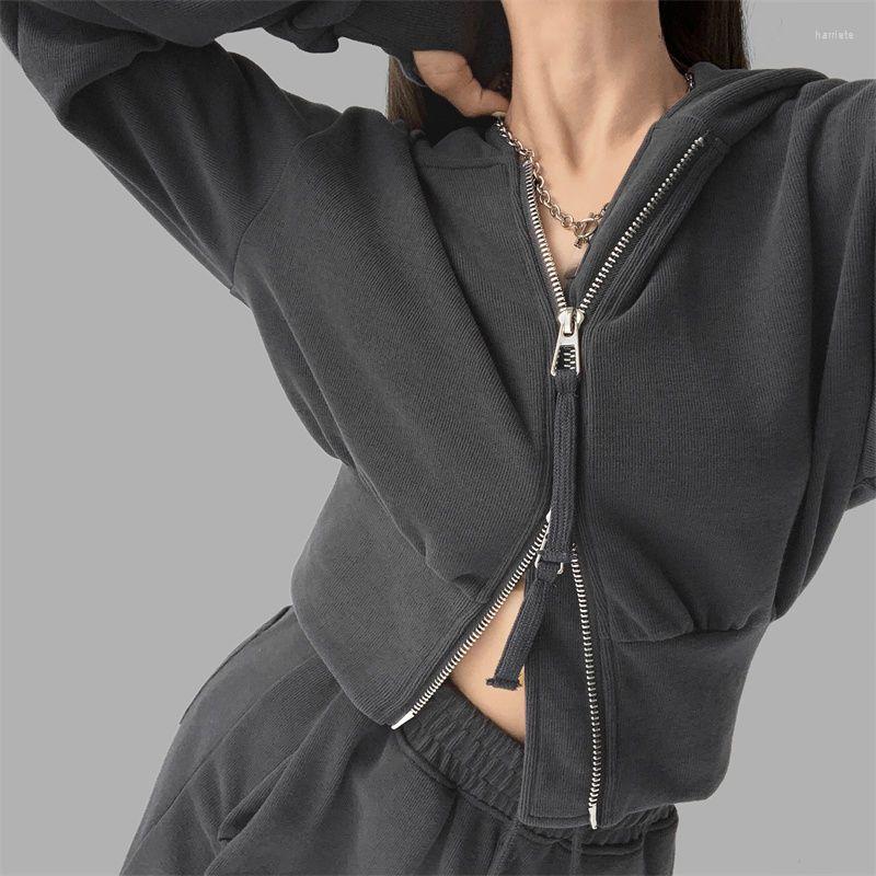 Women's Hoodies Women Short Jackets Autumn Double Zippers Long Seeve Hooded Coat Casual Vintage Sporty Loose Outerwear Crop Top, Black
Women's Hoodies Women Short Jackets Autumn Double Zippers Long Seeve Hooded Coat Casual Vintage Sporty Loose Outerwear Crop Top, Black