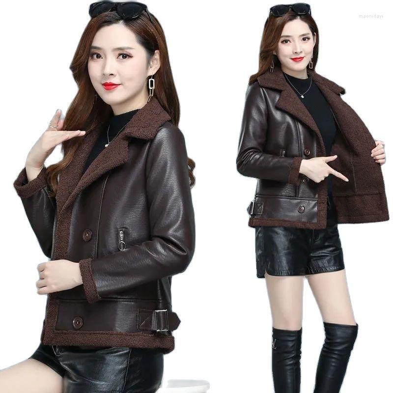Women's Leather Women PU Jacket 2022 Autumn Winter Fur Integration Coat Female Fashion Slim Add Lamb Wool Lining Warm Coats 5XL, Red
Women's Leather Women PU Jacket 2022 Autumn Winter Fur Integration Coat Female Fashion Slim Add Lamb Wool Lining Warm Coats 5XL, Red