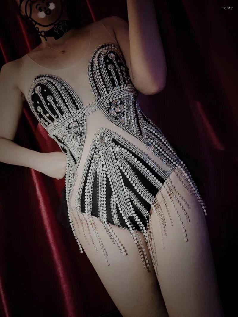 Stage Wear Women Sparkly Rhinestones Beading Bodysuit Black Sexy Elastic Tights Singer Dancer Nightclub Costume Evening Show Dance
Stage Wear Women Sparkly Rhinestones Beading Bodysuit Black Sexy Elastic Tights Singer Dancer Nightclub Costume Evening Show Dance