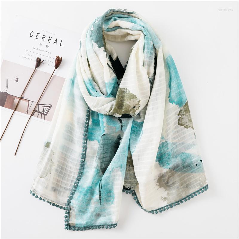 Scarves Ladies Fashion Ombre Floral Viscose Scarf With Pom Spain Shawls And Wraps Autumn Pashmina Muslim Hijab 180 90Cm
Scarves Ladies Fashion Ombre Floral Viscose Scarf With Pom Spain Shawls And Wraps Autumn Pashmina Muslim Hijab 180 90Cm