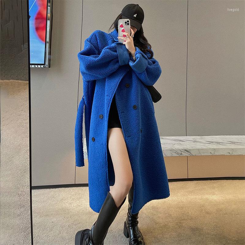 Women' Fur Faux Jacket Women Winter Elegant Lamb Coat Long Thick Warm Outwear Hepburn Style Woolen Female Plush With Belt, Blue
Women' Fur Faux Jacket Women Winter Elegant Lamb Coat Long Thick Warm Outwear Hepburn Style Woolen Female Plush With Belt, Blue