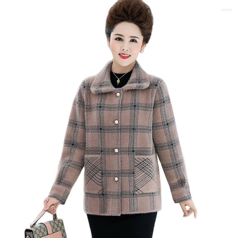 Women's Wool Imitation Mink Velvet Woolen Coat Women 2022 Autumn Winter Lattice Jacket Female Outerwear Ladies Warm Jackets Tops, Purple
Women's Wool Imitation Mink Velvet Woolen Coat Women 2022 Autumn Winter Lattice Jacket Female Outerwear Ladies Warm Jackets Tops, Purple