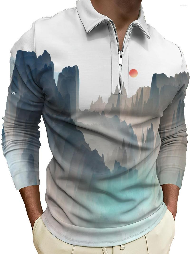 Men' Polos Chinese Ink Painting Landscape Fashion Print Lapel Shirt Pullover Casual Men' T-shirt Zipper Polo, Black
Men' Polos Chinese Ink Painting Landscape Fashion Print Lapel Shirt Pullover Casual Men' T-shirt Zipper Polo, Black