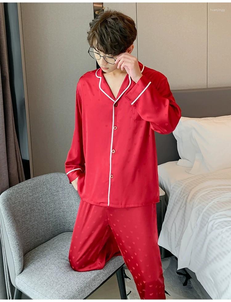 Men's Sleepwear Men Burgundy Satin Pajamas Sets 2 Pieces Sexy Full Pants Nightwear Groom Ice Silk Pyjamas Suits Intimate Spring Autumn
Men's Sleepwear Men Burgundy Satin Pajamas Sets 2 Pieces Sexy Full Pants Nightwear Groom Ice Silk Pyjamas Suits Intimate Spring Autumn