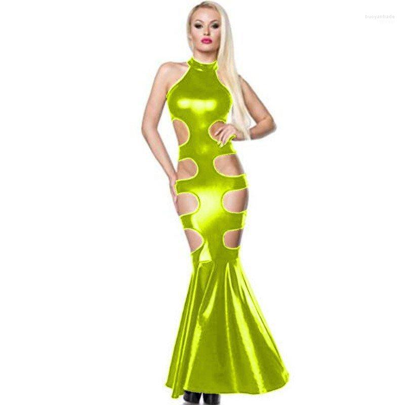 Casual Dresses Faux Leather Maxi Dress Hollow Out High Waist Shiny Long Ladies Mock Neck Sleeveless Metallic Mermaid, Black
Casual Dresses Faux Leather Maxi Dress Hollow Out High Waist Shiny Long Ladies Mock Neck Sleeveless Metallic Mermaid, Black