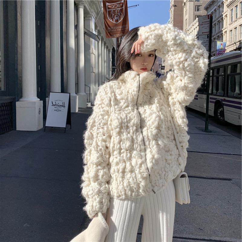 Women' Knits Style Thick Stick Needle Sweater Turn-down Collar Zipper Knitted Coat Warm Loose Casual Lovely In Autumn 2022 Women Cardigan, Pink
Women' Knits Style Thick Stick Needle Sweater Turn-down Collar Zipper Knitted Coat Warm Loose Casual Lovely In Autumn 2022 Women Cardigan, Pink