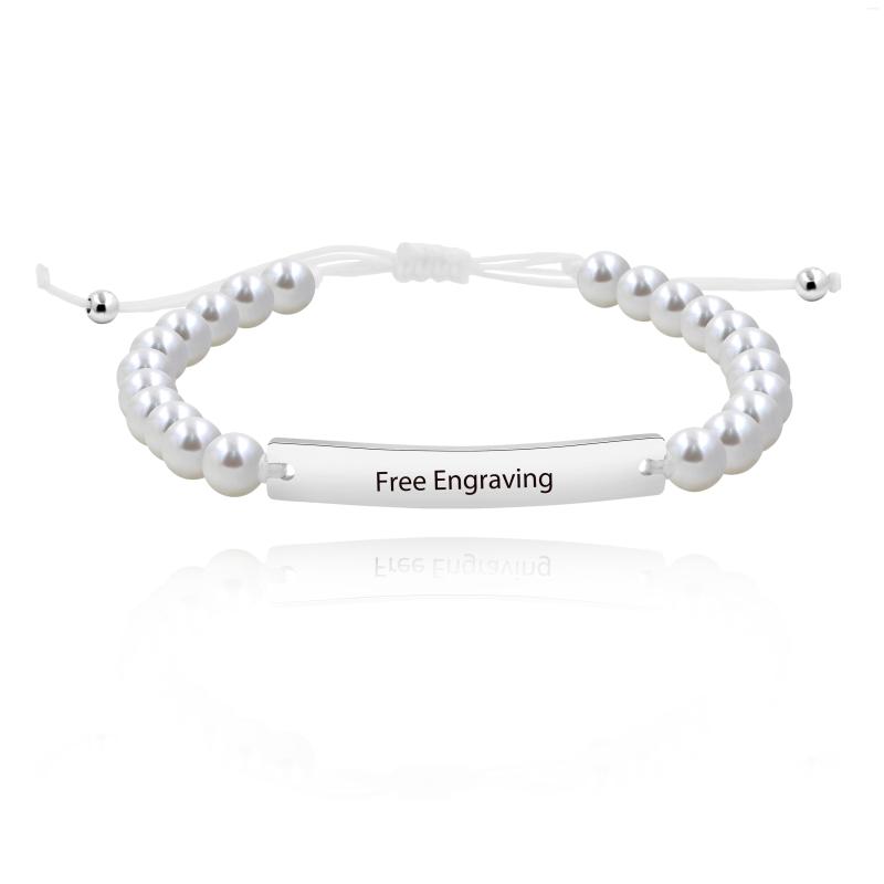 Strand Handmade Customized 6mm White Yellow Black Pearl Engraved Name Identity Bracelet For Women Girls Y1459
Strand Handmade Customized 6mm White Yellow Black Pearl Engraved Name Identity Bracelet For Women Girls Y1459