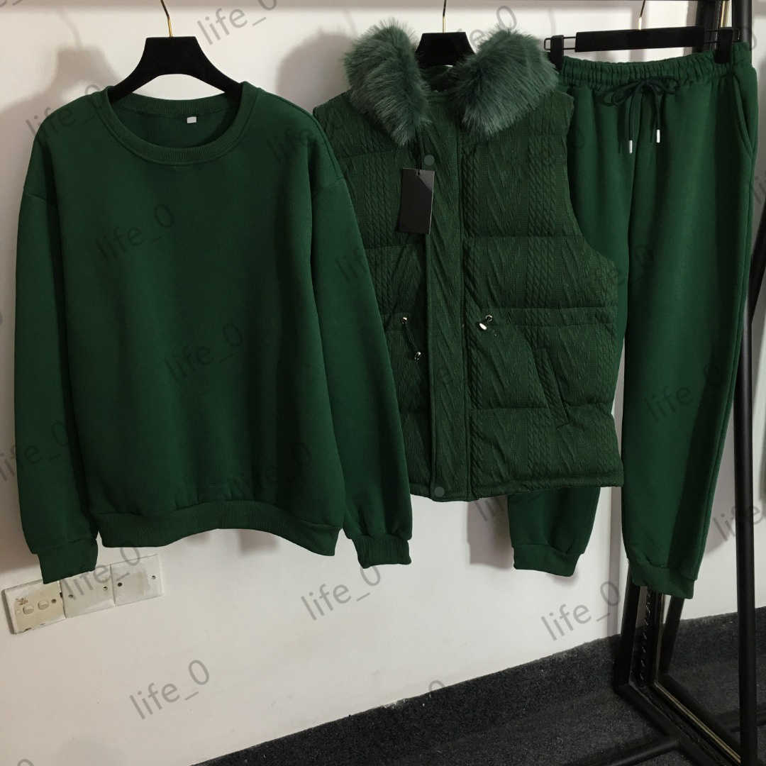 Womens Three Pieces Pants Removable Fur Collar Hooded Vest Tops Round Neck Long Sleeve Sweatshirts Elastic Waist Trousers Brand Thicken Woman Tracksuit 1970
Womens Three Pieces Pants Removable Fur Collar Hooded Vest Tops Round Neck Long Sleeve Sweatshirts Elastic Waist Trousers Brand Thicken Woman Tracksuit 1970