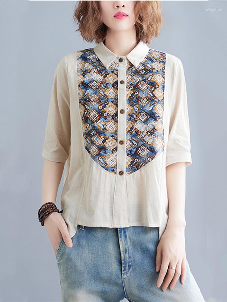 Women's Blouses Vintage Oversize Shirts Women 2022 Summer Print Patchwork Feminine Clothes Cotton Linen Half Sleeve Womens Tops, As the picture
Women's Blouses Vintage Oversize Shirts Women 2022 Summer Print Patchwork Feminine Clothes Cotton Linen Half Sleeve Womens Tops, As the picture