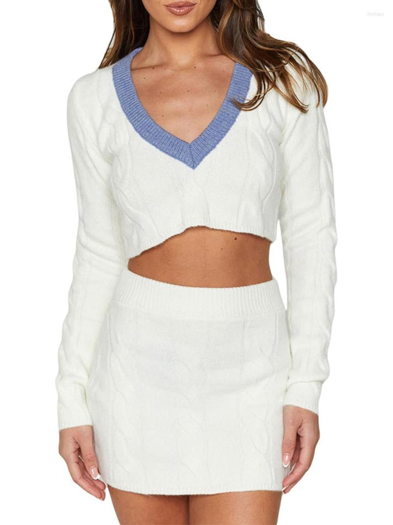 Work Dresses Women Tops Skirt 2 Piece Outfits Set Long Sleeve V Neck Sweater Wrapped Mini For Fall Street Cocktail Party, White
Work Dresses Women Tops Skirt 2 Piece Outfits Set Long Sleeve V Neck Sweater Wrapped Mini For Fall Street Cocktail Party, White