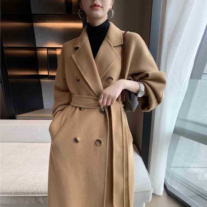 Max autumn winter sweater designer woolen coat womens double-sided rough cardigan jacket cashmere wool mid-length belt windbreaker, Classic camel
Max autumn winter sweater designer woolen coat womens double-sided rough cardigan jacket cashmere wool mid-length belt windbreaker, Classic camel