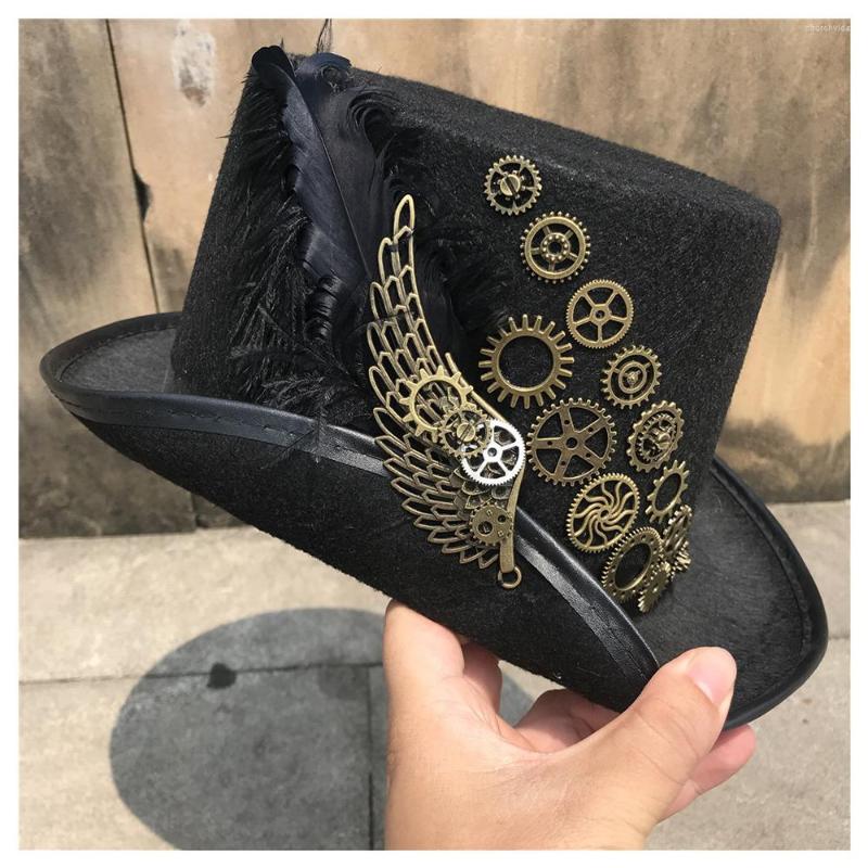 Berets High-end Men Women Handmade Steampunk Top Hat With Metal Gear Stage Magic Party Size 57CM, Black
Berets High-end Men Women Handmade Steampunk Top Hat With Metal Gear Stage Magic Party Size 57CM, Black