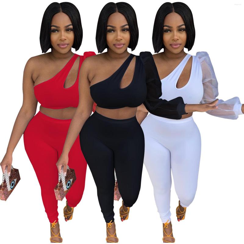 Women' Tracksuits Women' Summer Mesh Single-sleeve Elastic Two-piece Solid Color Sexy One-shoulder Casual Clothing, White
Women' Tracksuits Women' Summer Mesh Single-sleeve Elastic Two-piece Solid Color Sexy One-shoulder Casual Clothing, White