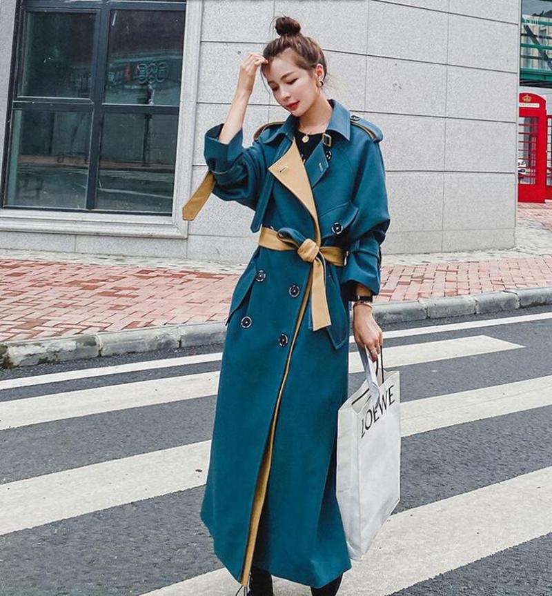 Women' Trench Coats Women Coat Windbreaker Blue Double Breasted Korean Style Lady Office With Belt Female Outerwear Spring
Women' Trench Coats Women Coat Windbreaker Blue Double Breasted Korean Style Lady Office With Belt Female Outerwear Spring