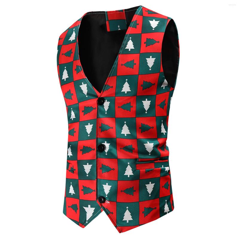 Men's Vests Christmas Sent Tree Print Blazer Vest Male Slim Fit Dress Waistcoat Men Xmas Party Stage Prom Cosplay Costum, Red-1
Men's Vests Christmas Sent Tree Print Blazer Vest Male Slim Fit Dress Waistcoat Men Xmas Party Stage Prom Cosplay Costum, Red-1