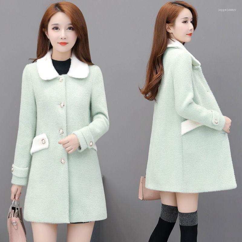 Women' Wool Autumn Winter Coat Women Woolen Coats Mid-long 2022 IImitation Mink Velvet Thicken Warm Vercoat Female Casual Tops, Green
Women' Wool Autumn Winter Coat Women Woolen Coats Mid-long 2022 IImitation Mink Velvet Thicken Warm Vercoat Female Casual Tops, Green