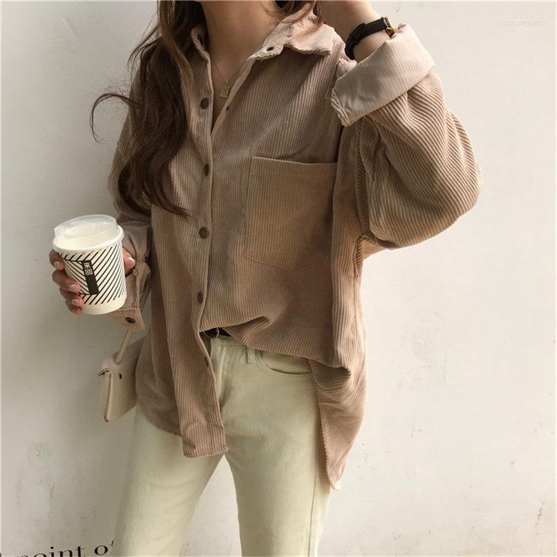 Women's Blouses Women's & Shirts HziriP Retro Chic Spring Solid Loose All Match Stylish Casual 2022 Korean Outwear Students Streetwear, Pink