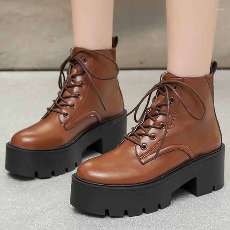Boots JMPRS Chunky Platform Ankle For Women 2022 Autumn Thick Bottom Lace Up Shoes Woman Retro Black Pu Leather Short, Brown
Boots JMPRS Chunky Platform Ankle For Women 2022 Autumn Thick Bottom Lace Up Shoes Woman Retro Black Pu Leather Short, Brown